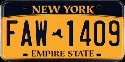 NY license plate FAW1409
