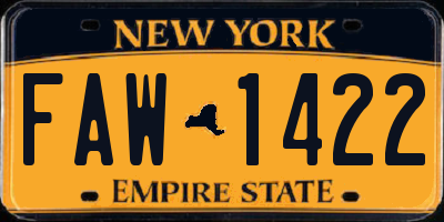 NY license plate FAW1422
