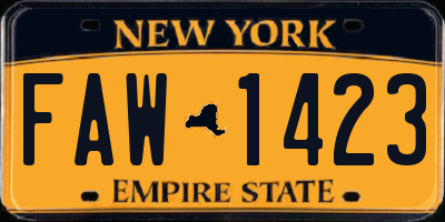 NY license plate FAW1423