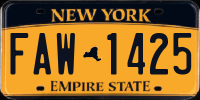 NY license plate FAW1425