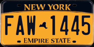 NY license plate FAW1445