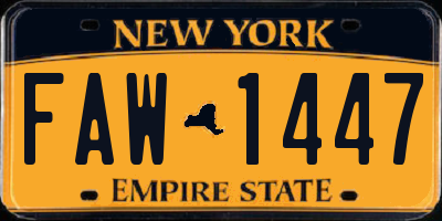 NY license plate FAW1447