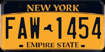 NY license plate FAW1454
