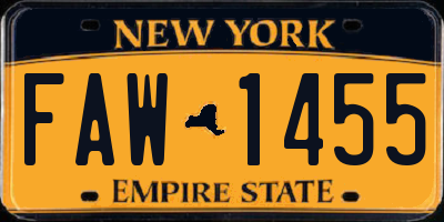 NY license plate FAW1455