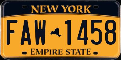 NY license plate FAW1458
