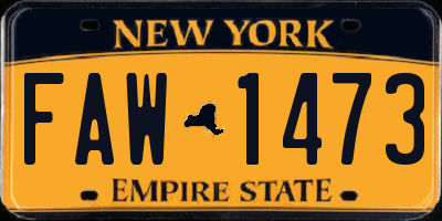 NY license plate FAW1473