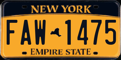 NY license plate FAW1475