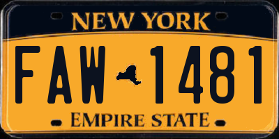 NY license plate FAW1481