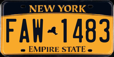 NY license plate FAW1483