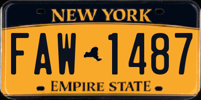 NY license plate FAW1487