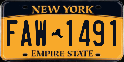 NY license plate FAW1491