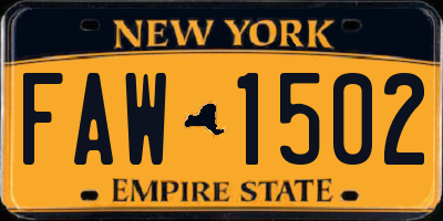 NY license plate FAW1502