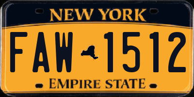 NY license plate FAW1512