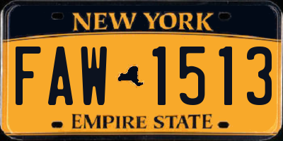 NY license plate FAW1513