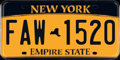 NY license plate FAW1520