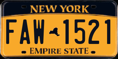 NY license plate FAW1521