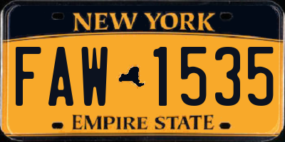 NY license plate FAW1535