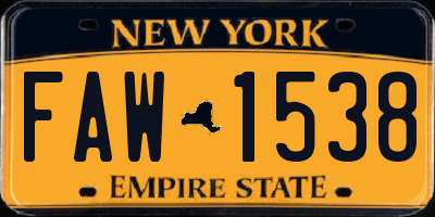 NY license plate FAW1538