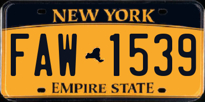 NY license plate FAW1539