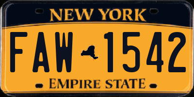 NY license plate FAW1542
