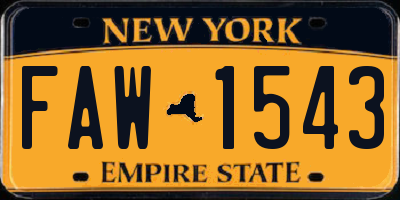 NY license plate FAW1543