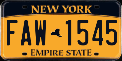 NY license plate FAW1545