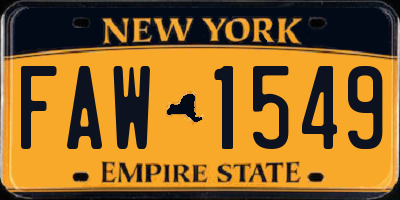 NY license plate FAW1549