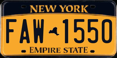 NY license plate FAW1550