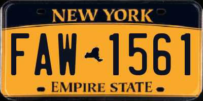 NY license plate FAW1561