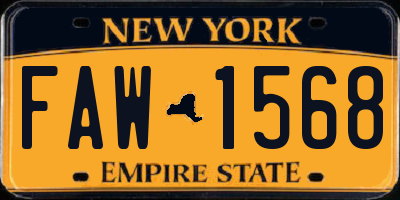 NY license plate FAW1568