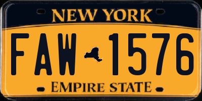 NY license plate FAW1576