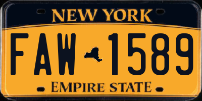 NY license plate FAW1589