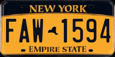 NY license plate FAW1594