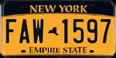 NY license plate FAW1597