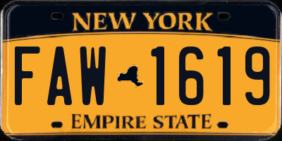 NY license plate FAW1619