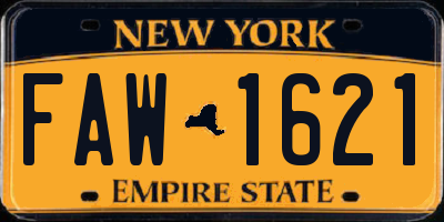 NY license plate FAW1621