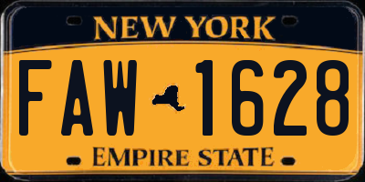 NY license plate FAW1628