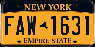 NY license plate FAW1631