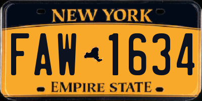 NY license plate FAW1634