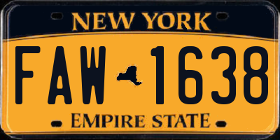 NY license plate FAW1638
