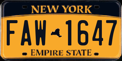 NY license plate FAW1647