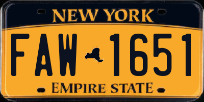 NY license plate FAW1651