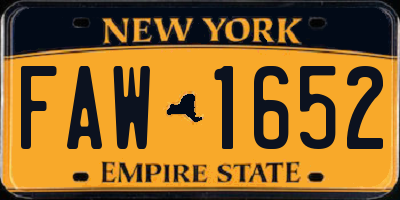 NY license plate FAW1652