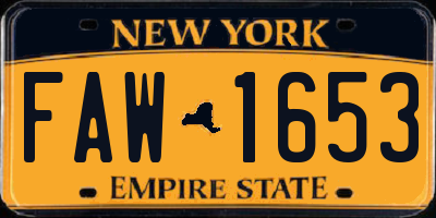 NY license plate FAW1653