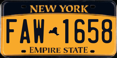 NY license plate FAW1658