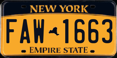 NY license plate FAW1663