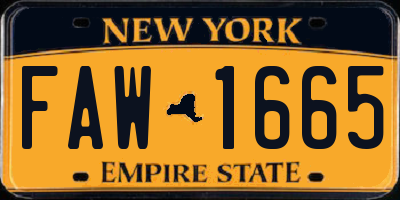 NY license plate FAW1665