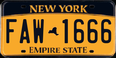 NY license plate FAW1666