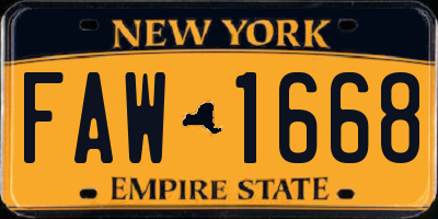 NY license plate FAW1668