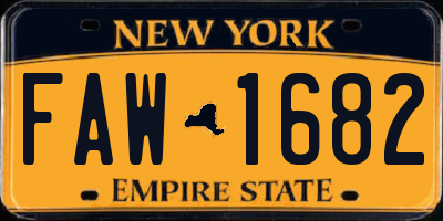 NY license plate FAW1682